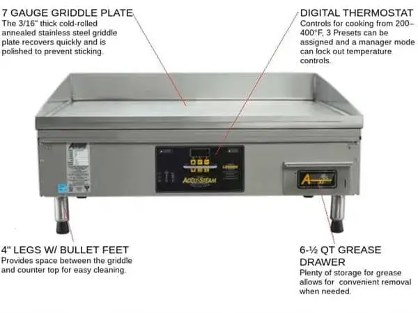 AccuTemp EGF2403A4850-T1 Accu-Steam™ 48.25'' Countertop Electric Griddle with Digital Controls, 240 Volts