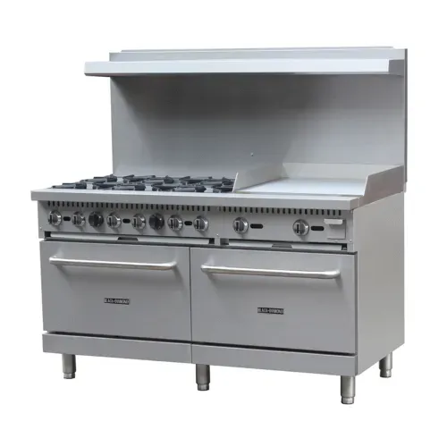Admiral Craft Admiral Craft BDGR-6024G/NG Restaurant Gas Range, 60" W with 6 Burners (1) 24" Griddle and (2) Standard Ovens - 280,000 BTU