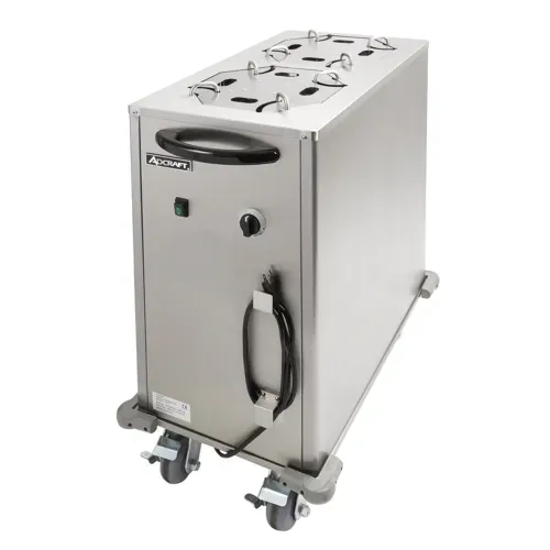 Admiral Craft Admiral Craft LR-2 Stainless Steel Enclosed Base 2 Stack Heated Mobile Plate Dish Dispenser for 8" to 12" Dishes