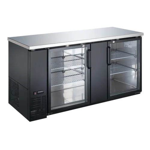Admiral Craft Admiral Craft USBB-6928G Black 2 Glass Door Refrigerated Back Bar Storage Cabinet