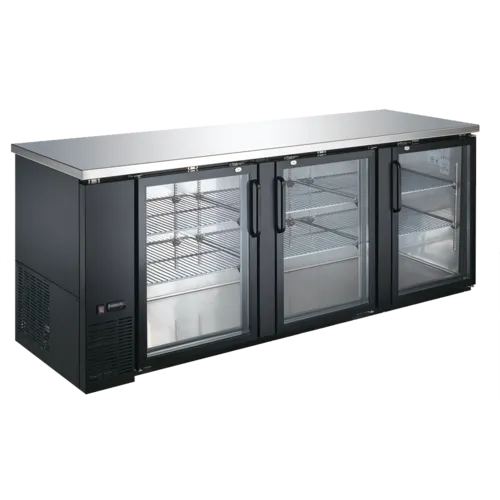 Admiral Craft Admiral Craft USBB-9028G Black 3 Glass Door Refrigerated Back Bar Storage Cabinet