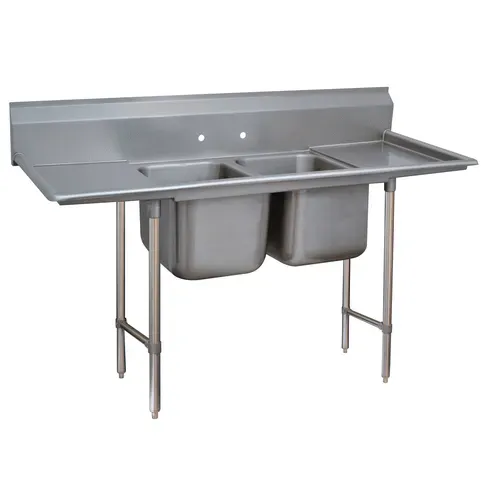 Advance Tabco 93-22-40-18RL Commercial Sink, (2) Two Compartment, 16 Gauge Stainless Steel Construction with Stainless Steel Legs and with 2 Drainboards - 81" W