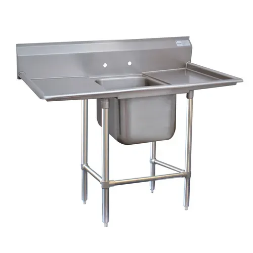 Advance Tabco 94-1-24-18RL Commercial Sink, (1) One Compartment, 14 Gauge Stainless Steel Construction with Stainless Steel Legs and with 2 Drainboards - 54" W