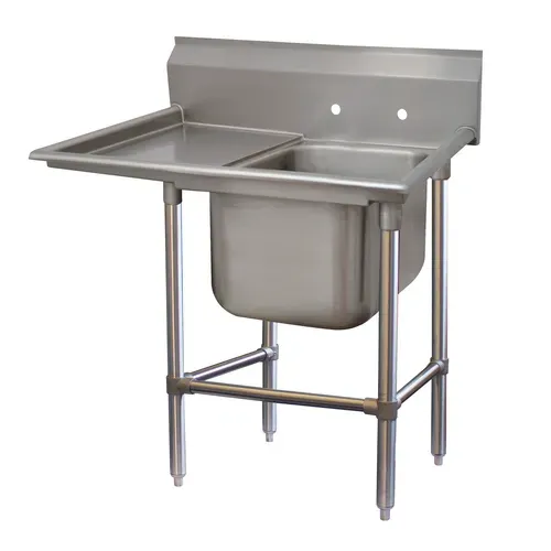 Advance Tabco 94-1-24-24L Commercial Sink, (1) One Compartment, 14 Gauge Stainless Steel Construction with Stainless Steel Legs and With Left-hand Drainboard - 46" W