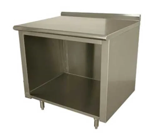 Advance Tabco EF-SS-3612 Open Front Cabinet Base Work Table, with 14 Gauge Type 304 Stainless Steel Top, and 1 1/2" Backsplash - 144"W x 36"D x 37"H