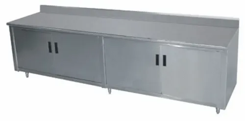 Advance Tabco EHK-SS-247M Cabinet Base Work Table, with 16 Gauge Type 304 Stainless Steel Top, Hinged Doors and 5" Backsplash - 84.00"W x 24.00"D x 40.50"H