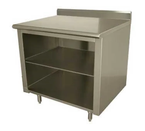 Advance Tabco EK-SS-364M Open Front Cabinet Base Work Table, with 14 Gauge Type 304 Stainless Steel Top, and 5" Backsplash - 48"W x 36"D x 40.5"H