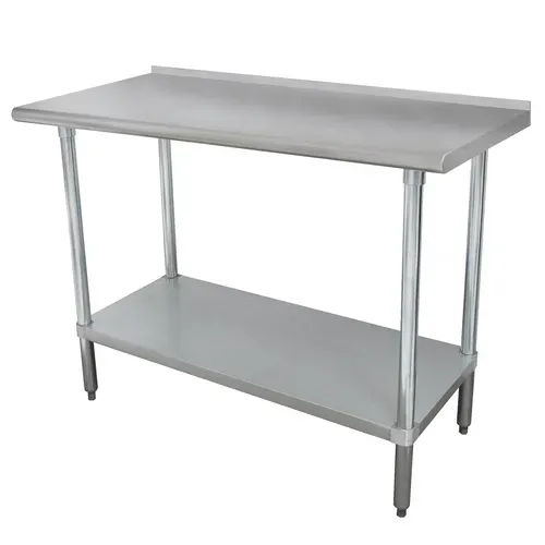 Advance Tabco FAG-367 Work Table, 16 Gauge Stainless Steel Top with Undershelf, Galvanized Steel Legs and 1 1/2" Backsplash - 84"W x 36"D x 37"H
