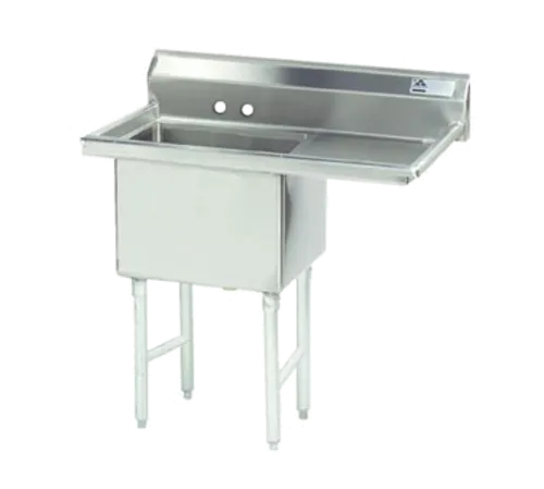 Advance Tabco FC-1-1818-18R-X Commercial Sink, (1) One Compartment, 16 Gauge Stainless Steel Construction with Stainless Steel Legs and With Right-hand Drainboard - 38.5" W