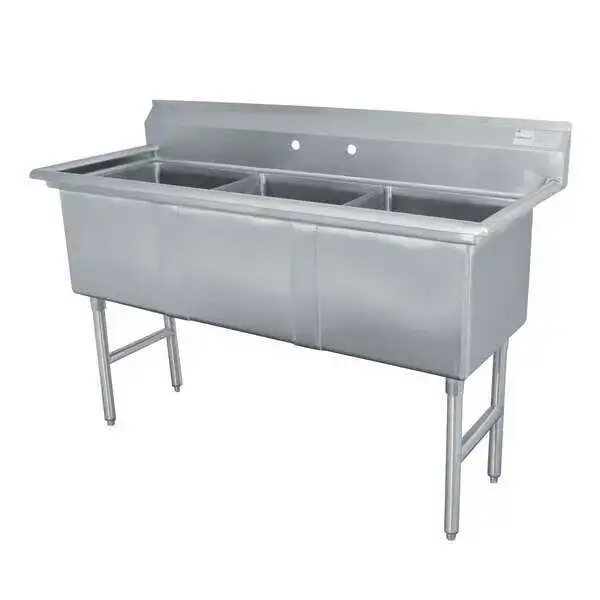 Advance Tabco FC-3-1818-X Commercial Sink, (3) Three Compartment, 16 Gauge Stainless Steel Construction with Stainless Steel Legs and without Drainboard - 59" W