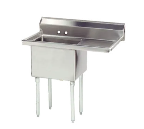 Advance Tabco FE-1-1620-18R-X Commercial Sink, (1) One Compartment, 18 Gauge Galvanized Steel Construction with Galvanized Steel Legs and With Right-hand Drainboard - 36.5" W