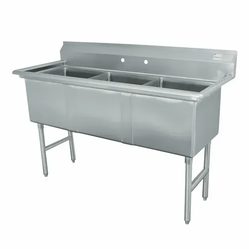 Advance Tabco FS-3-3024 Commercial Sink, (3) Three Compartment, 14 Gauge Stainless Steel Construction with Stainless Steel Legs and without Drainboard - 95" W