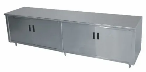 Advance Tabco HB-SS-248M Enclosed Base Work Table, with 14 Gauge Type 304 Stainless Steel Top, Hinged Doors and without Backsplash - 96"W x 24"D x 35.5"H
