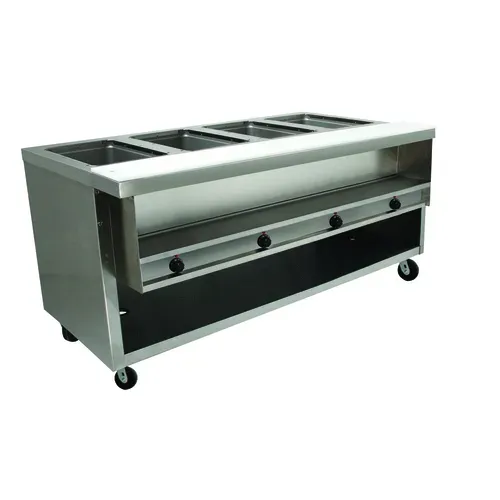 Advance Tabco HDSW-4-120-BS (4) 12" x 20" Hot Food Insulated Wells Electric Hot Food Serving Counter with Thermostatic Controls, 120 Volts