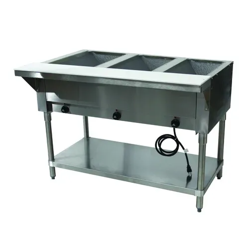 Advance Tabco HF-3E-120 Electric Hot Food Steam Table with (3) 12" x 20" Hot Food Wells and Infinite Controls, 120 Volts