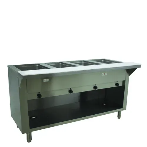 Advance Tabco HF-4E-240-BS (4) 12" x 20" Hot Food Wells Electric Hot Food Serving Counter with Infinite Controls, 208-240 Volts