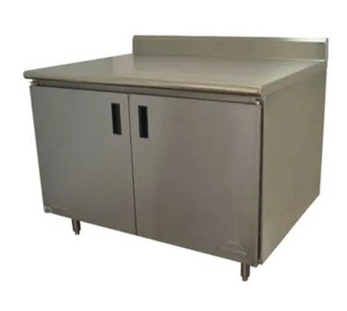 Advance Tabco HK-SS-244 Enclosed Base Work Table, with 14 Gauge Type 304 Stainless Steel Top, Hinged Doors and 5" Backsplash - 48"W x 24"D x 40.5"H