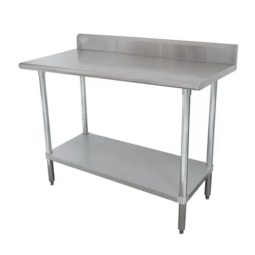 Advance Tabco KLAG-300-X Work Table, 16 Gauge Stainless Steel Top with Undershelf, Galvanized Steel Legs and 5" Backsplash - 30"W x 30"D x 40.5"H