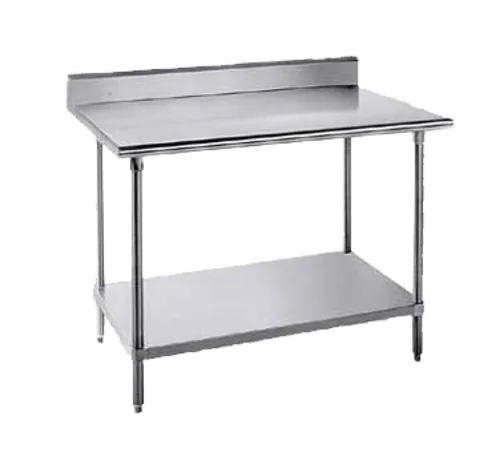 Advance Tabco KSS-3012 Work Table, 14 Gauge Stainless Steel Top with Undershelf, Stainless Steel Legs and 5" Backsplash - 144"W x 30"D x 40.5"H