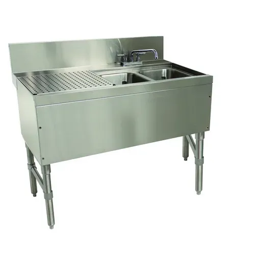 Advance Tabco PRB-24-32R Underbar Sink Unit, 2 Compartment, Stainless Steel, with 7"H backsplash and 2 Drainboards / Faucet Included - 36"W x 25"D
