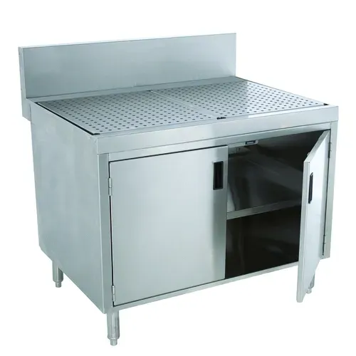 Advance Tabco PRSCD-24-42-M Underbar Drainboard, 42"W x 30"D x 36"H - Cabinet Base with Removable Hinged Doors and Fixed Mid Shelf