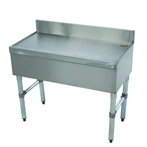 Advance Tabco SLD-12 Underbar Drainboard, Freestanding with 4"H Backsplash - 12"W x 18"D