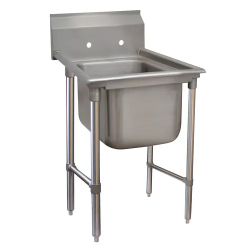 Advance Tabco T9-1-24-X Commercial Sink, (1) One Compartment, 18 Gauge Galvanized Steel Construction with Galvanized Steel Legs and without Drainboard - 25" W