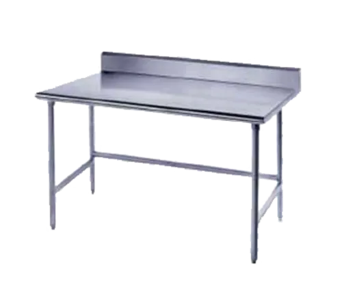 Advance Tabco TKMG-364 Work Table, 16 Gauge Stainless Steel Top with Open Base, Galvanized Steel Legs and 5"H Backsplash - 48"W x 36"D x 40.5"H