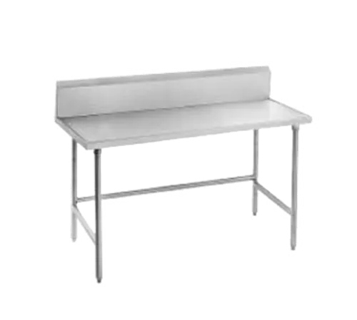 Advance Tabco TVKS-369 Work Table, 14 Gauge Stainless Steel Top with Open Base, Stainless Steel Legs and 10" Backsplash - 108"W x 36"D x 45.5"H