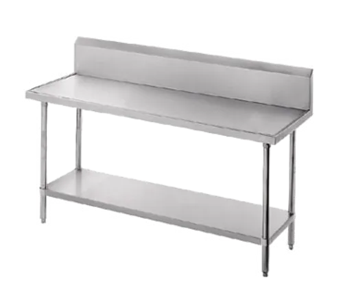 Advance Tabco VKG-303 Work Table, 14 Gauge Stainless Steel Top with Undershelf, Galvanized Steel Legs and 10" Backsplash - 36"W x 30"D x 45.5"H