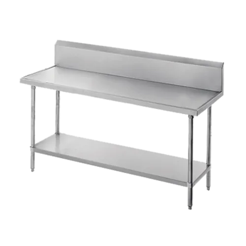 Advance Tabco VKS-366 Work Table, 14 Gauge Stainless Steel Top with Undershelf, Stainless Steel Legs and 10"H Backsplash - 72"W x 36"D x 45.5"H