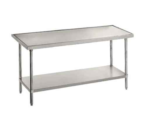 Advance Tabco VSS-2411 Work Table, 14 Gauge Stainless Steel Top with Undershelf, Stainless Steel Legs and without Backsplash - 132"W x 24"D x 35.5"H