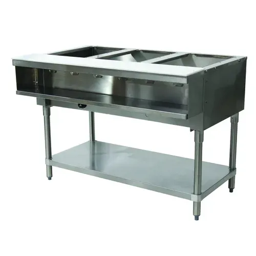 Advance Tabco WB-3G-NAT Open Base Hot Food Steam Table with (3) 12" x 20" Well Openings, Natural gas - 15,000 BTU