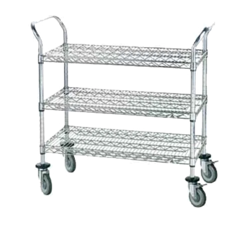 Advance Tabco WUC-1836R-X Open Base Chrome Plated 3 Shelf Utility Cart, with 5" casters - 36"W x 18"D