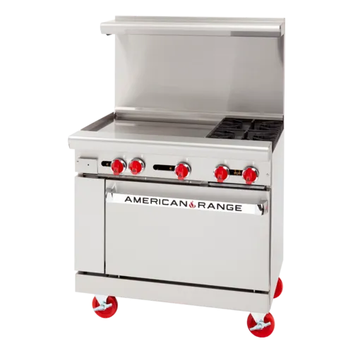 American Range American Range
ARGF-24G-2B-SB
Restaurant Gas Range,
with 
and 
-
