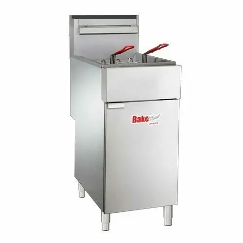 BakeMAX BAKEG40 Gas Floor Model Full Pot Fryer with Controls -