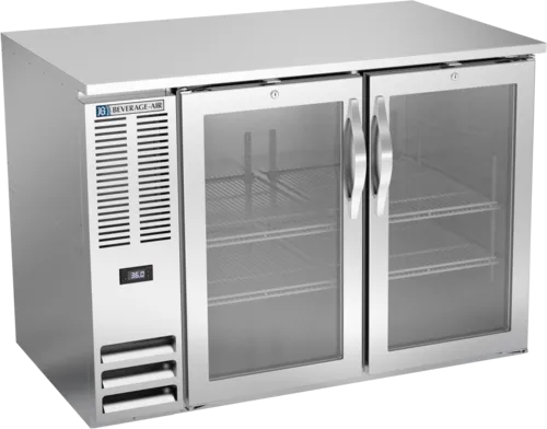 Beverage Air Beverage Air BB48HC-1-FG-S Black 2 Glass Door Refrigerated Back Bar Storage Cabinet