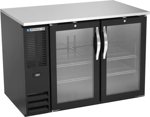 Beverage Air Beverage Air BB48HC-1-G-B Black 2 Glass Door Refrigerated Back Bar Storage Cabinet