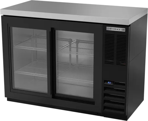 Beverage Air BB48HC-1-GS-B-27 Black 2 Glass Door Refrigerated Back Bar Storage Cabinet, 115 Volts