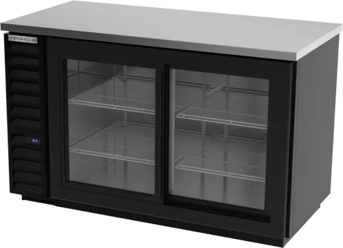 Beverage Air BB58HC-1-F-GS-B Black 2 Glass Door Refrigerated Back Bar Storage Cabinet, 115 Volts
