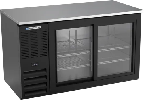 Beverage Air Beverage Air BB58HC-1-F-GS-B Black 2 Glass Door Refrigerated Back Bar Storage Cabinet