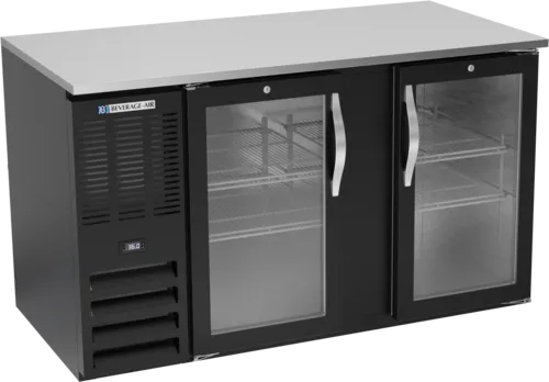 Beverage Air Beverage Air BB58HC-1-G-B Black 2 Glass Door Refrigerated Back Bar Storage Cabinet