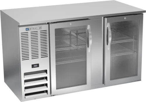 Beverage Air Beverage Air BB58HC-1-G-S Silver 2 Glass Door Refrigerated Back Bar Storage Cabinet