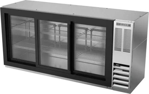 Beverage Air BB72HC-1-F-GS-S Silver 3 Glass Door Refrigerated Back Bar Storage Cabinet, 115 Volts