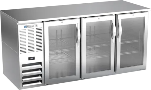 Beverage Air Beverage Air BB72HC-1-FG-S Silver 3 Glass Door Refrigerated Back Bar Storage Cabinet