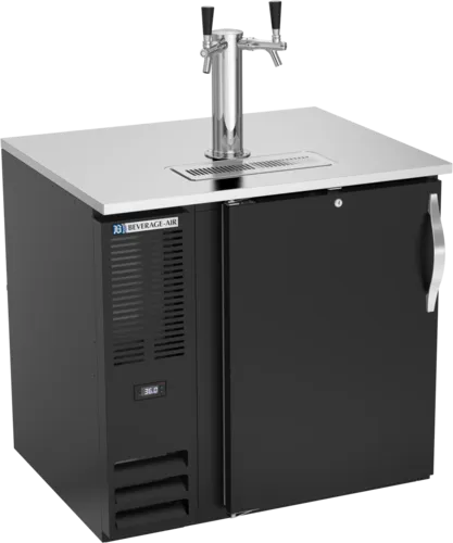 Beverage Air Beverage Air DD36HC-1-B 2 Taps 1/2 Barrel Draft Beer Cooler - Black, 1 Keg Capacity