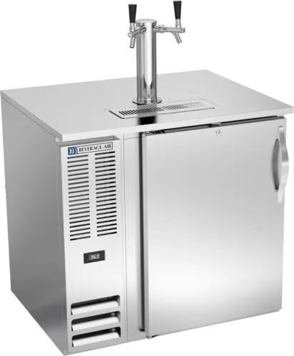 Beverage Air Beverage Air DD36HC-1-S 2 Taps 1/2 Barrel Draft Beer Cooler - Stainless Steel, 1 Keg Capacity