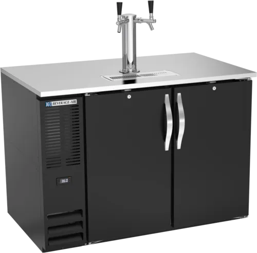 Beverage Air Beverage Air DD48HC-1-B 2 Taps 1/2 Barrel Draft Beer Cooler - Black, 2 Kegs Capacity