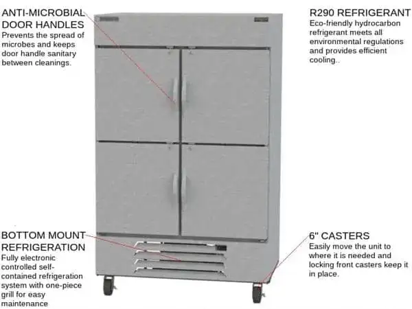 Beverage Air HBR49HC-1-HS 52'' 46.15 cu. ft. Bottom Mounted 2 Section Solid Half Door Reach-In Refrigerator