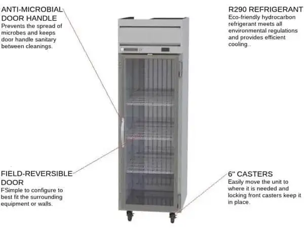 Beverage Air HR1HC-1G 26'' 22.28 cu. ft. Top Mounted 1 Section Glass Door Reach-In Refrigerator